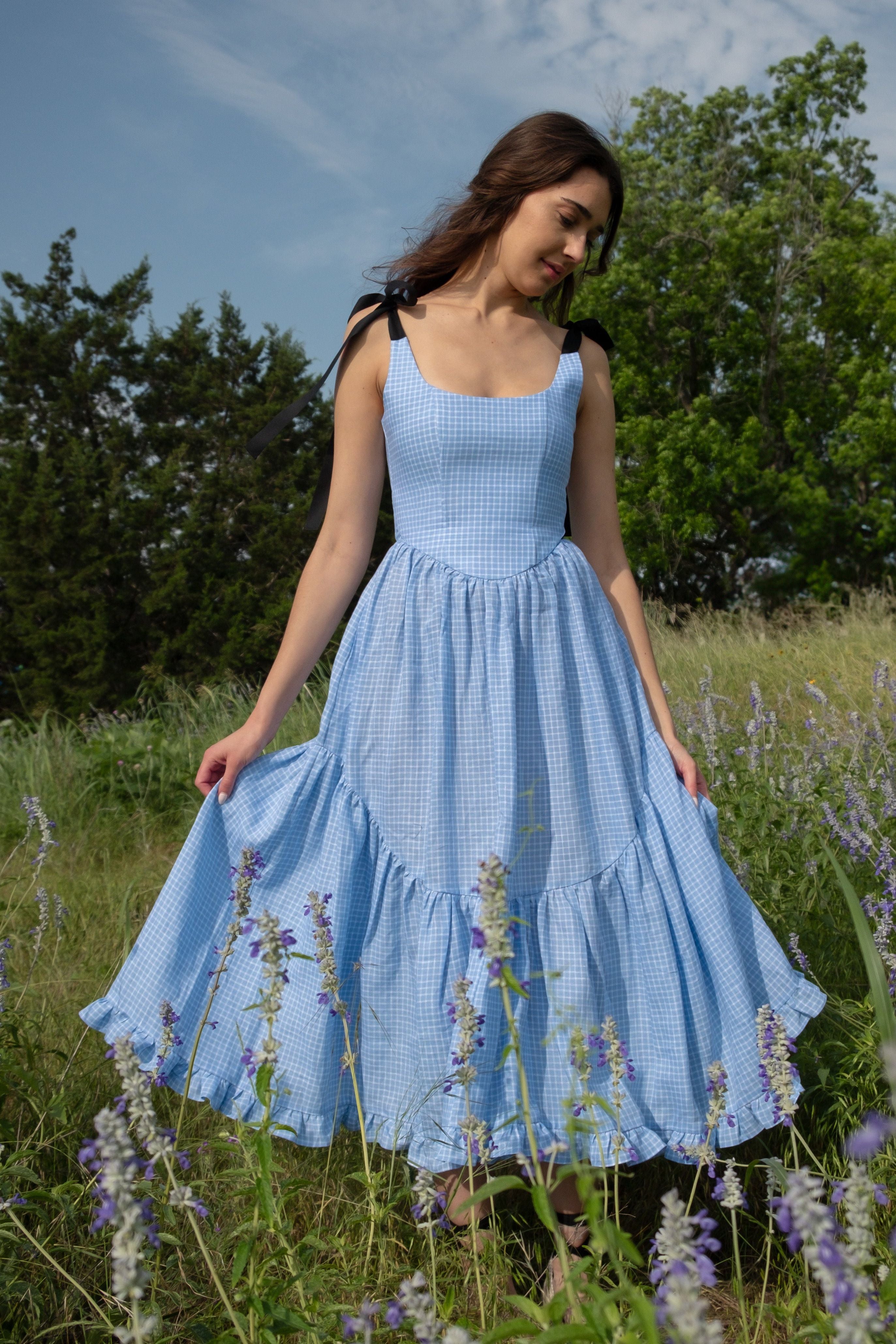 Mirabelle Dress in Blue Gingham